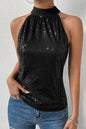 Sequin Tie Back Sleeveless Top