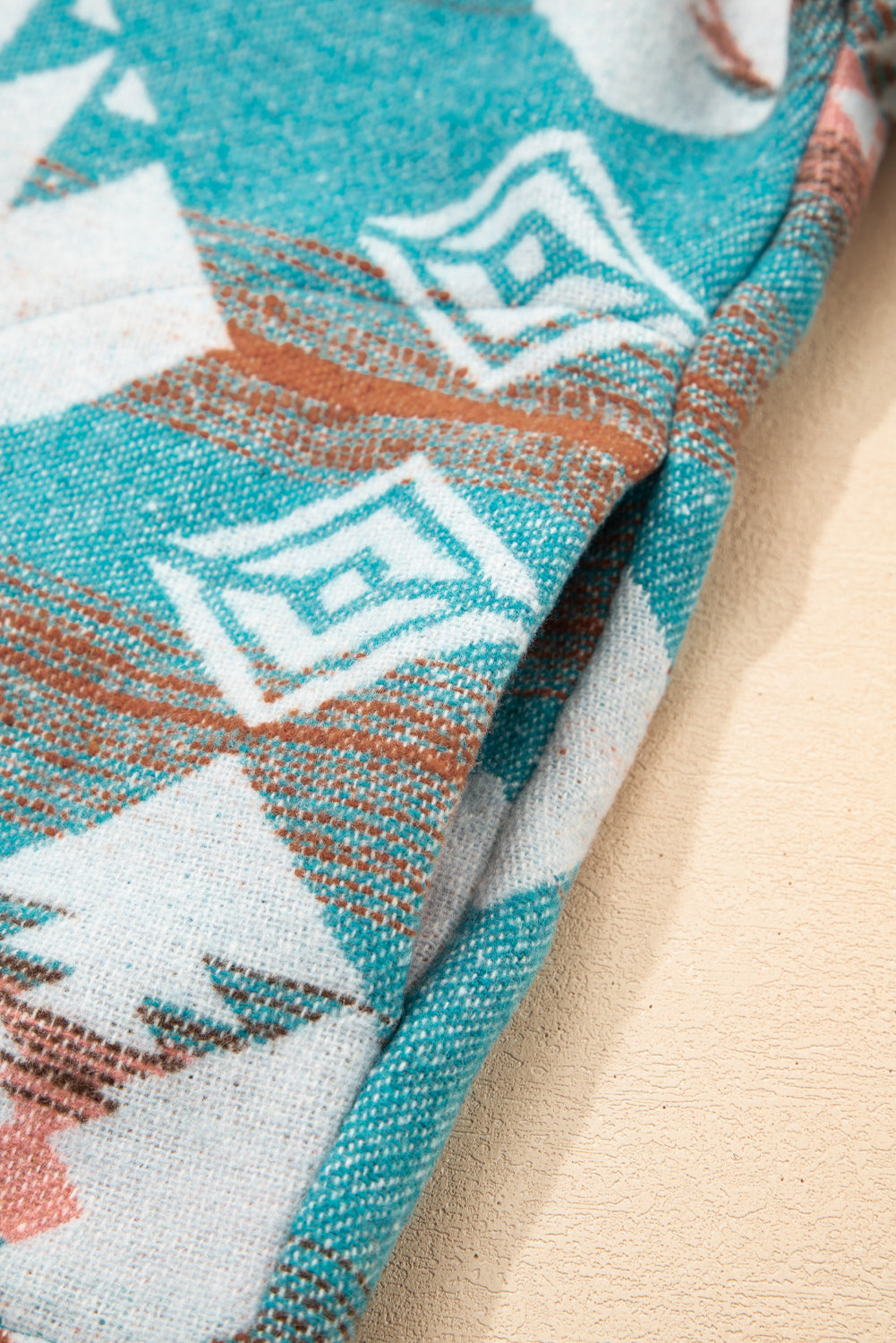 Western Aztec Quarter-Zip Elastic Cuffs Sweatshirt