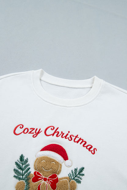 Cozy Christmas Gingerbread Embroidered Sweatshirt
