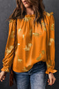 Cheetah Ruffle Flounced Sleeve Blouse