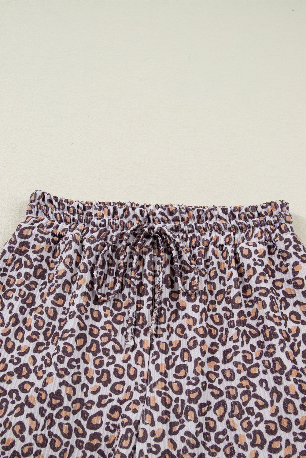 Leopard Ribbed Long Sleeve Top and Shorts Set