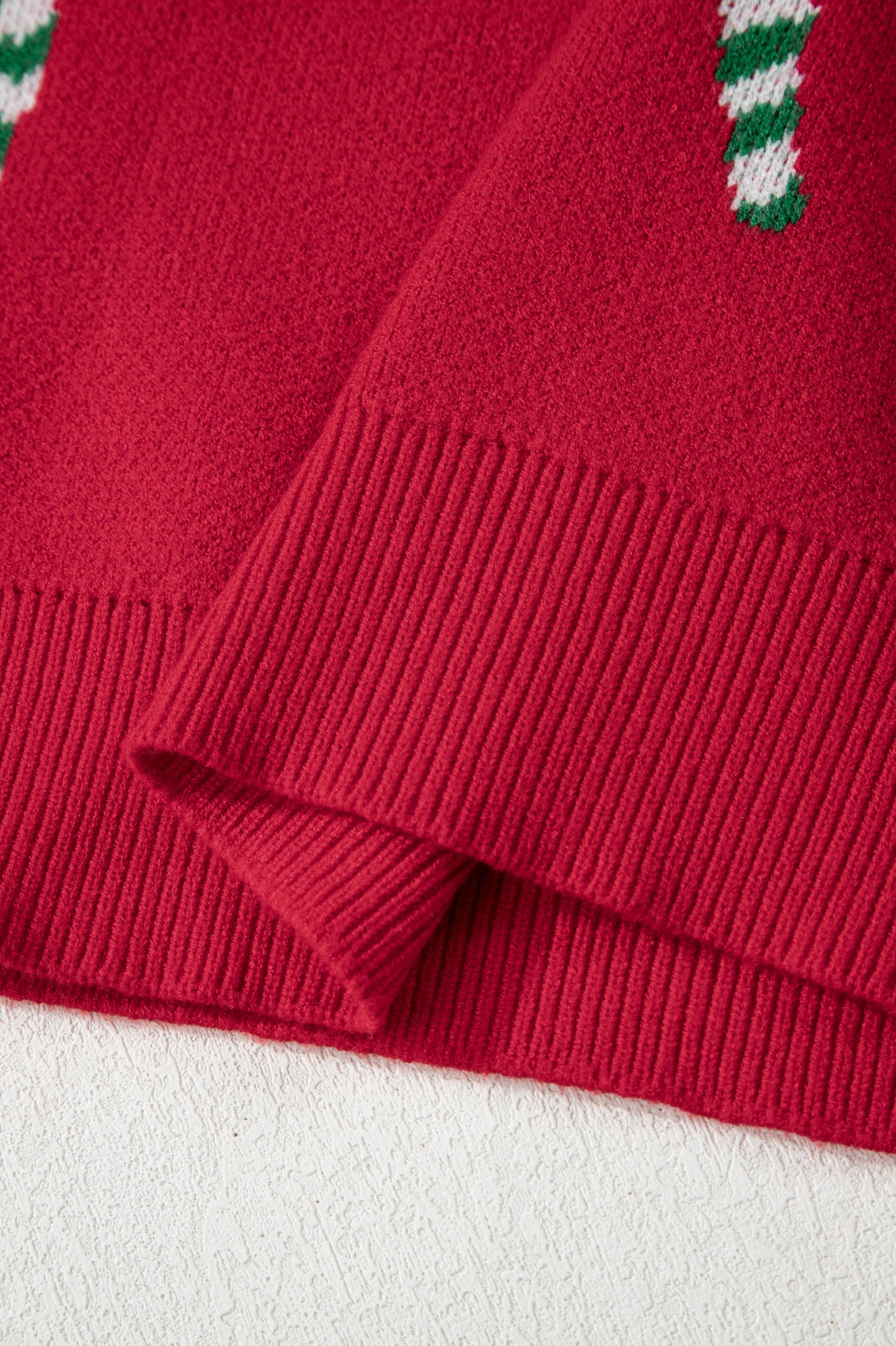 Christmas Candy Cane Drop Shoulder Sweater