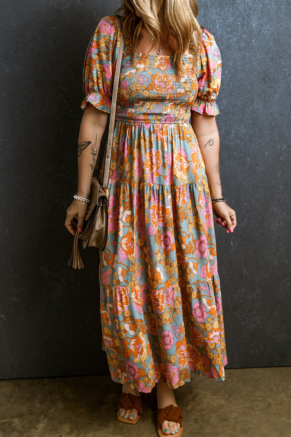 Floral Smocked Puff Sleeve Dress