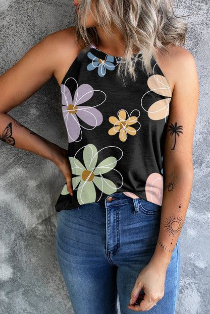 Floral Round Neck Tank Top