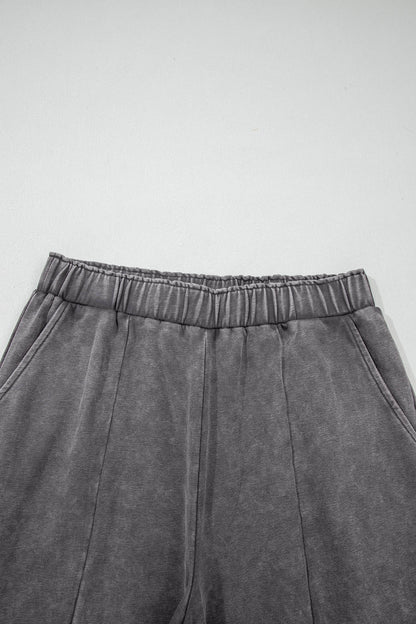 Leopard Patchwork Mineral Wash High Waist Pants