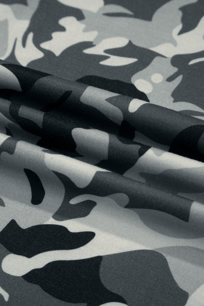 Camo Drawstring High Waist Wide Leg Pants