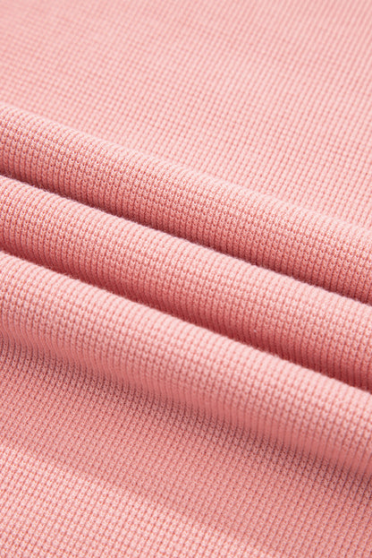 Plus Size Floral Patchwork Sleeve Waffle Knit Top