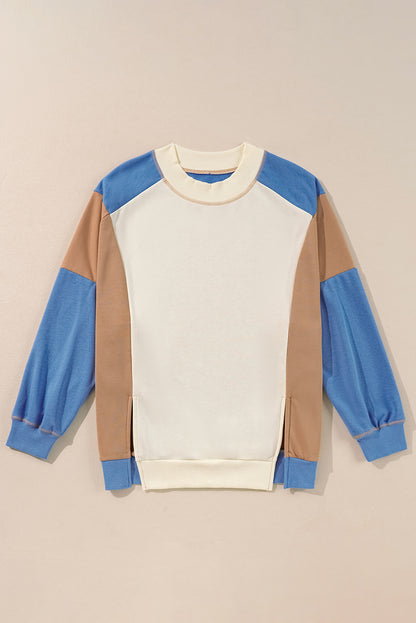 Colorblock Ribbed Trim Oversized Sweatshirt