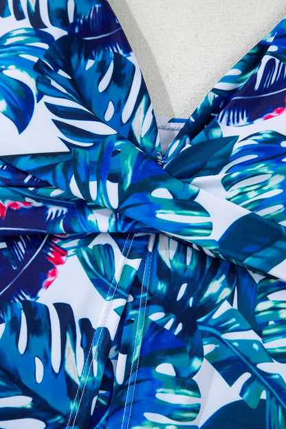 Floral Padded V-Neck Tankini Top