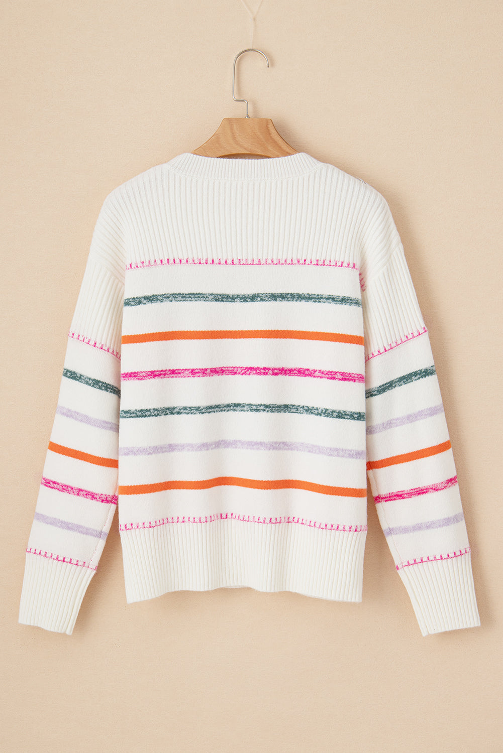 Stripe Ribbed Trim Sweater