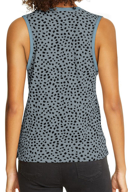 Leopard Round Neck Tank Top