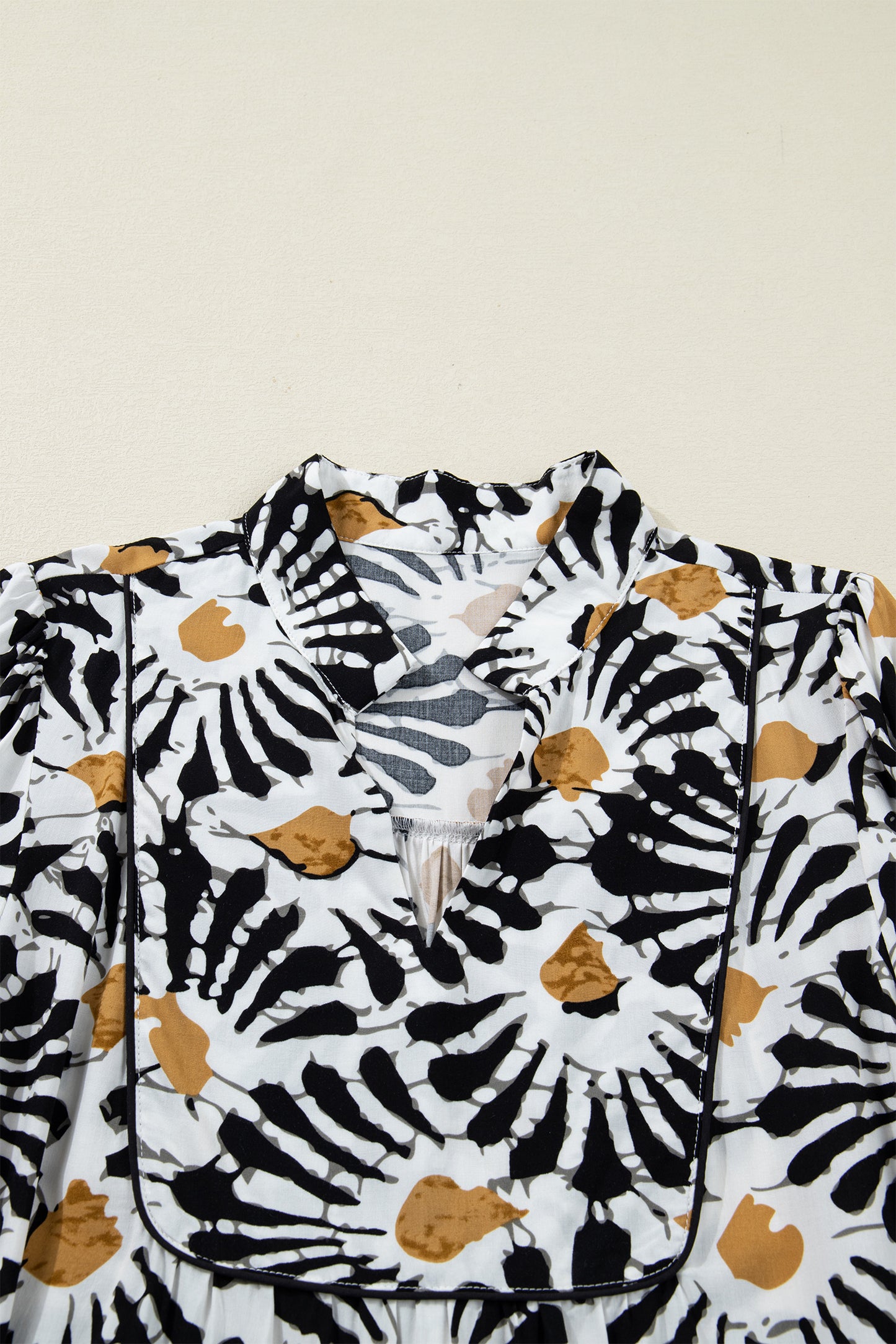 Abstract Floral V-Neck Long Sleeve Maxi Dress