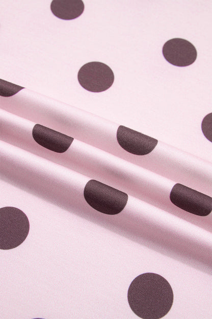 Polka Dot Side Stripe Long Sleeve Top & Pant Set