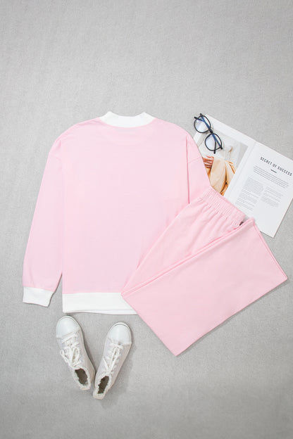 Stripe Colorblock Mock Neck Sweatshirt & Pants Set
