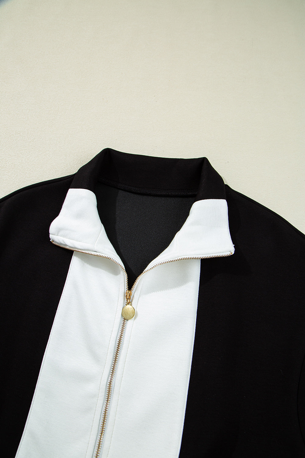 Colorblock Zip Front Collared Short Sleeve Romper