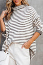 Stripe Turtleneck Long Sleeve Sweater