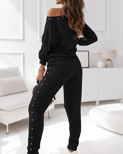 Beaded Pullover and Jogger Pants Set