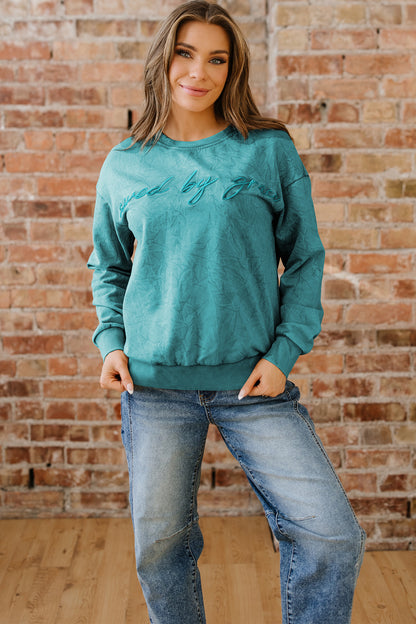 Saved by Grace Embroidered Mineral Wash Loose Sweatshirt
