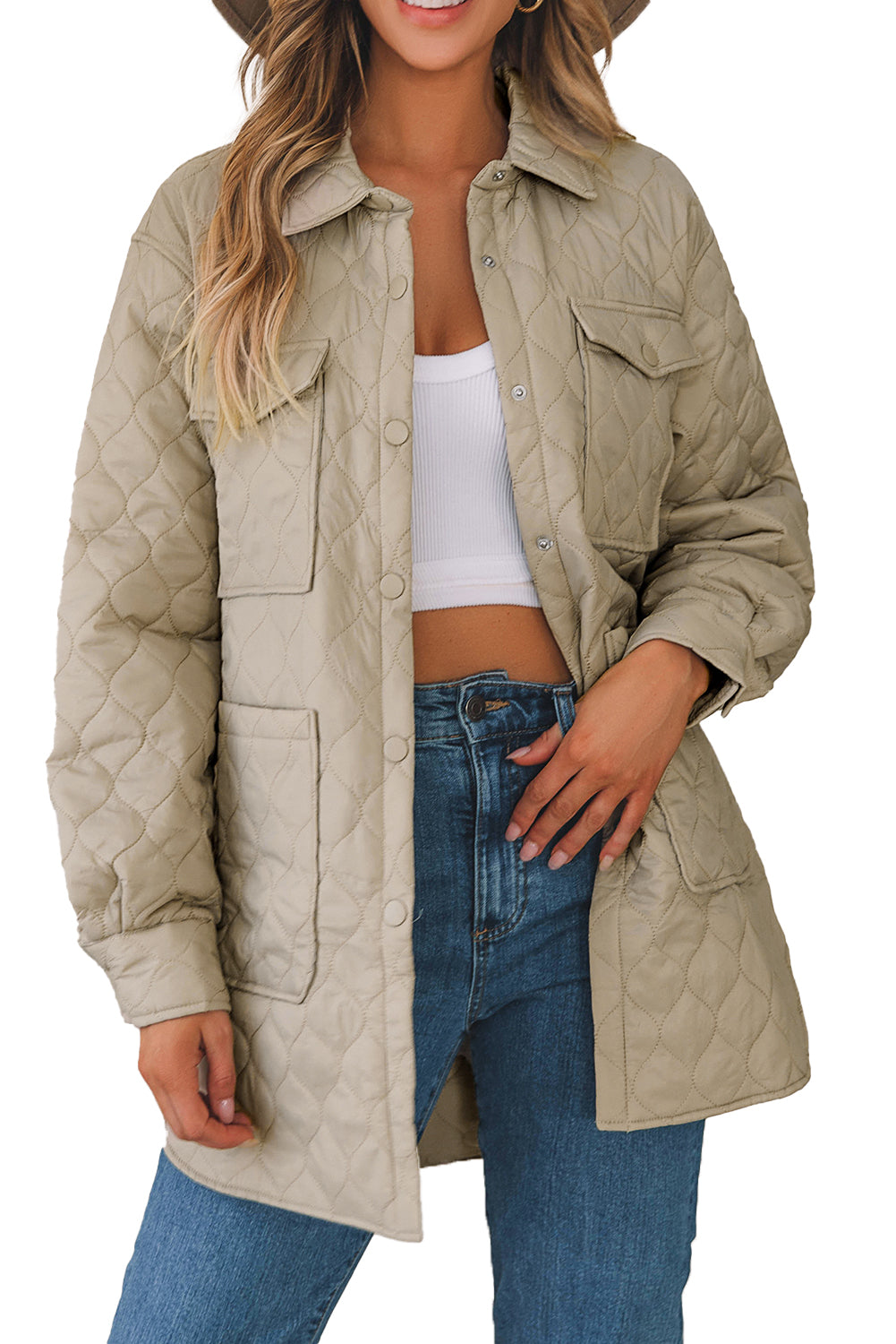 Quilted Buttoned Puffer Coat w/Pockets