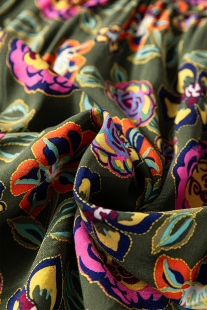 Plus Size Floral Collared V-Neck Mini Dress