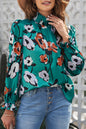 Floral Smocked Mock Neck Blouse