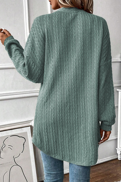 Textured Knit Open Front Cardigan