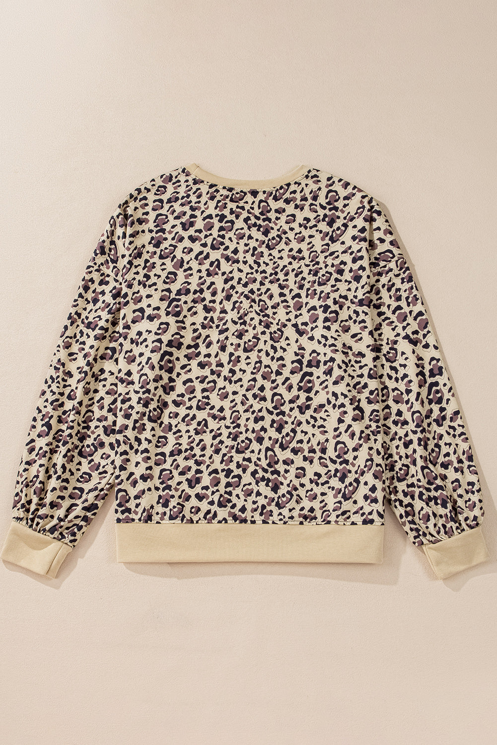 Leopard Contrast Trim Crewneck Sweatshirt