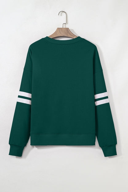 Varsity Stripe Drop Shoulder Oversized Sweatshirt