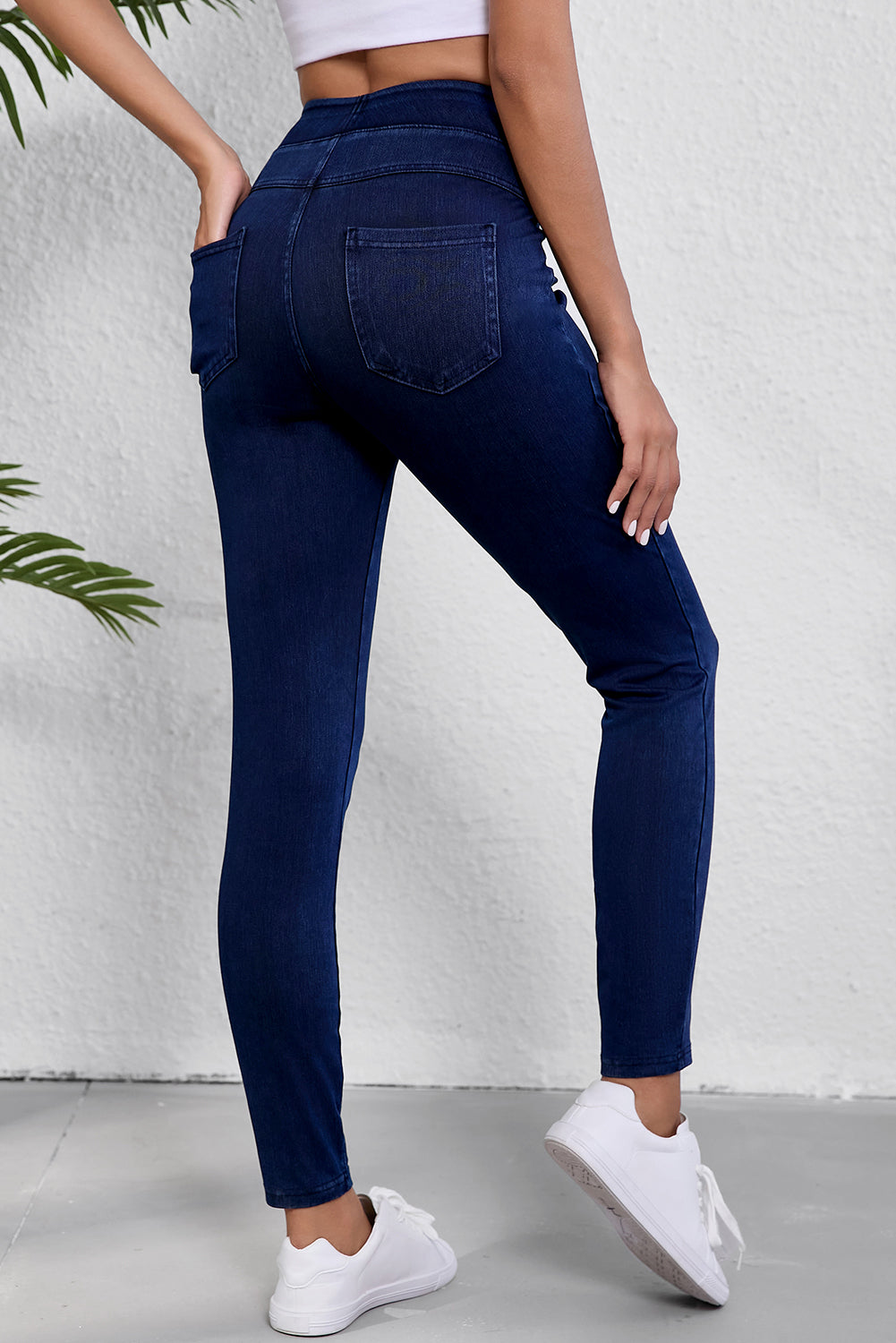 Solid Color High Waist Stretchy Jeggings