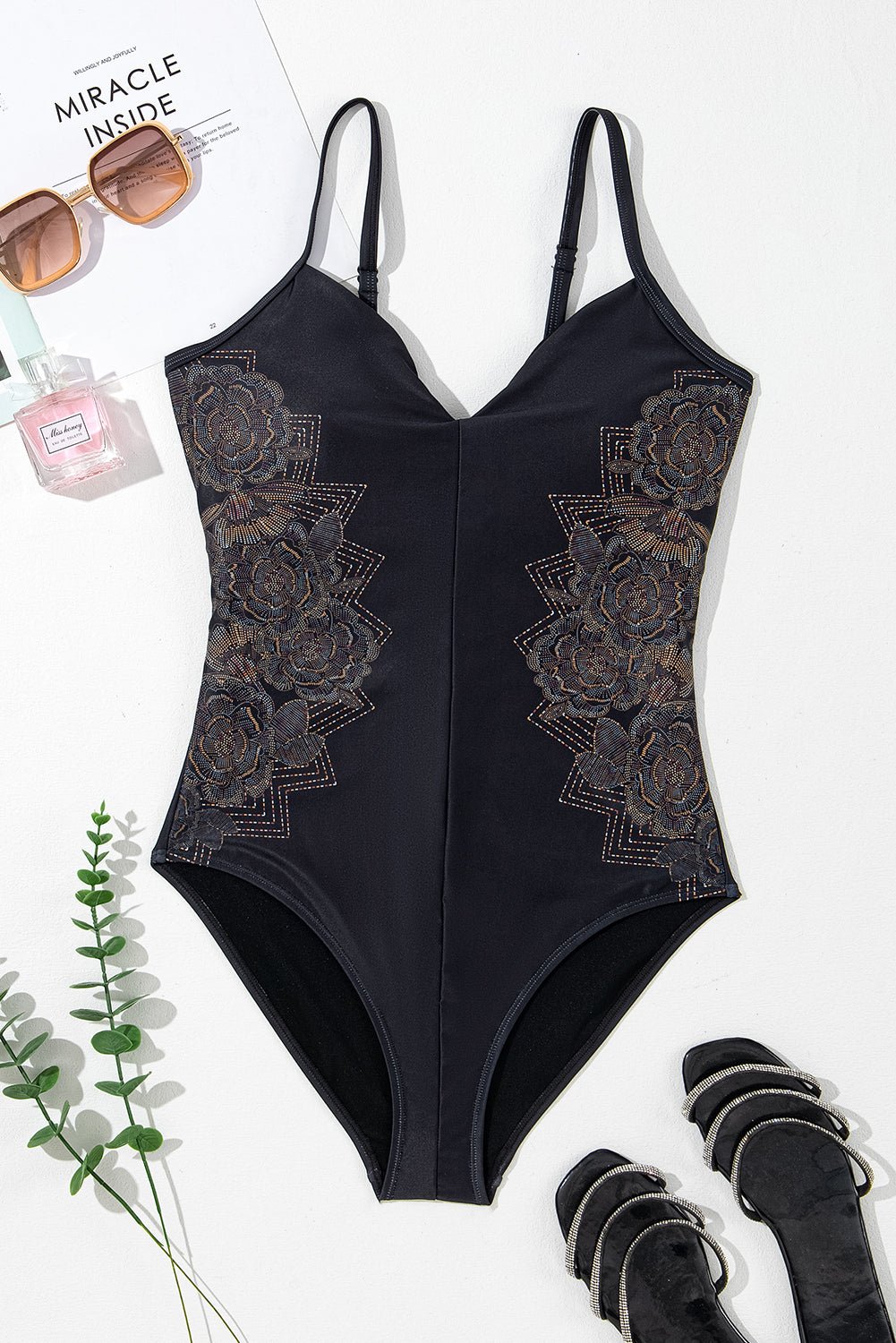 Floral Crisscross One-Piece Swimsuit