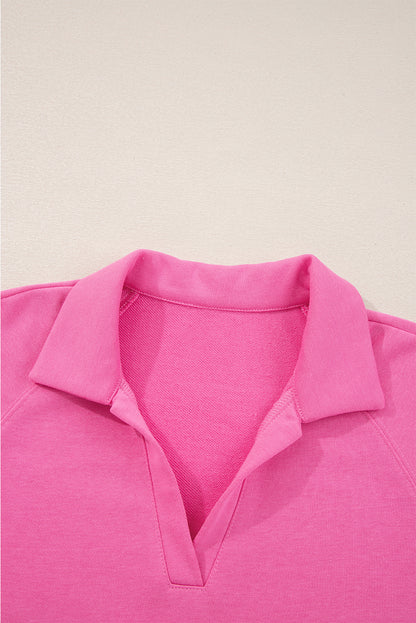 Solid Collared Top and Central Seam Pants Set