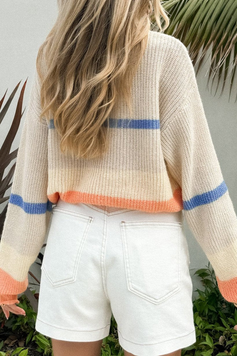 Colorblock Stripe Drop Shoulder Sweater