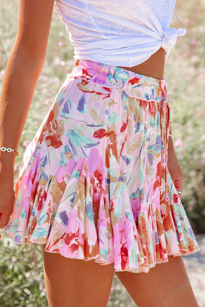 NEW! Artsy Floral Ruffled Mini Skirt