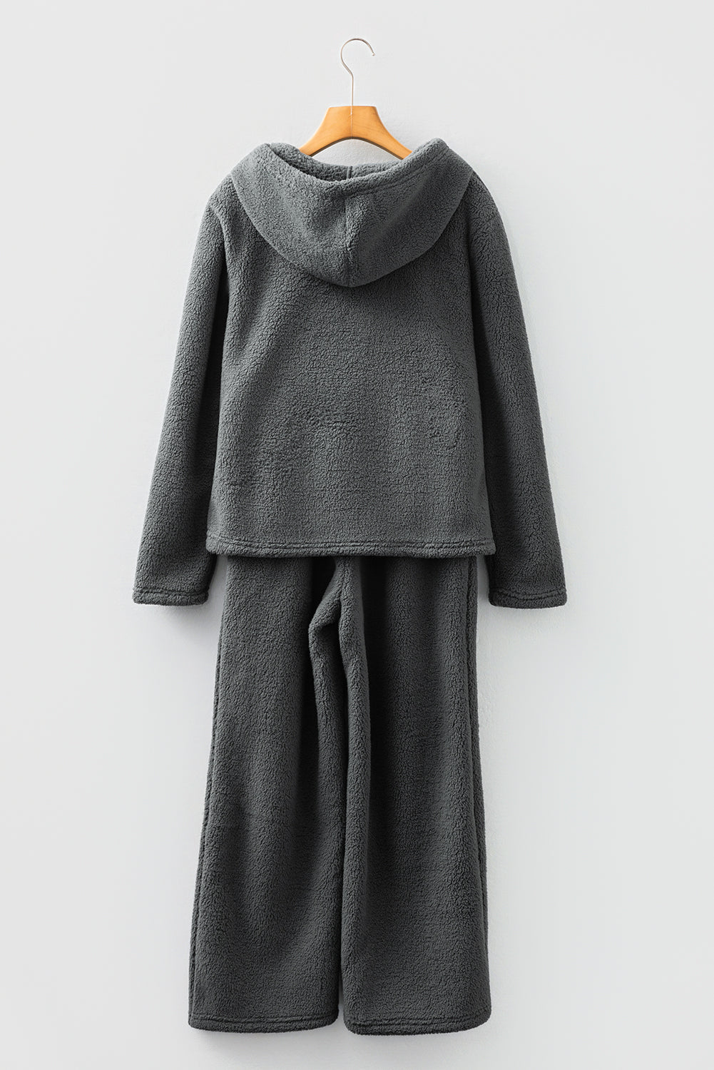 Fuzzy Drawstring Hoodie and Pants Lounge Set