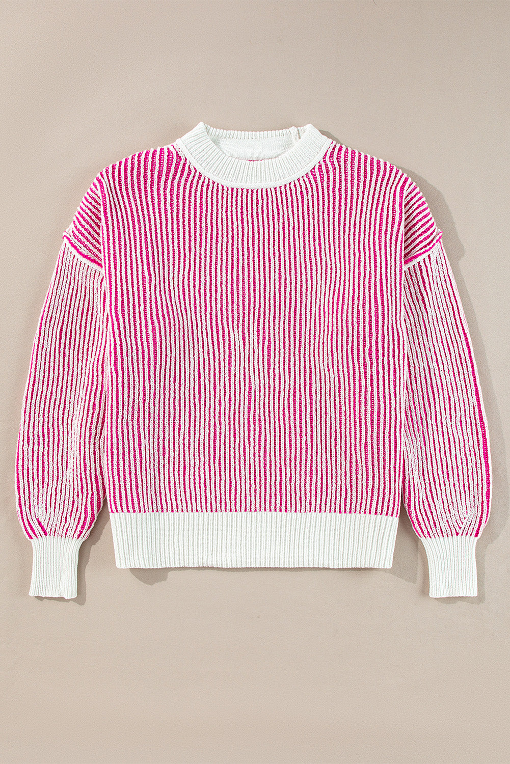 Stripe Contrast Trim Sweater