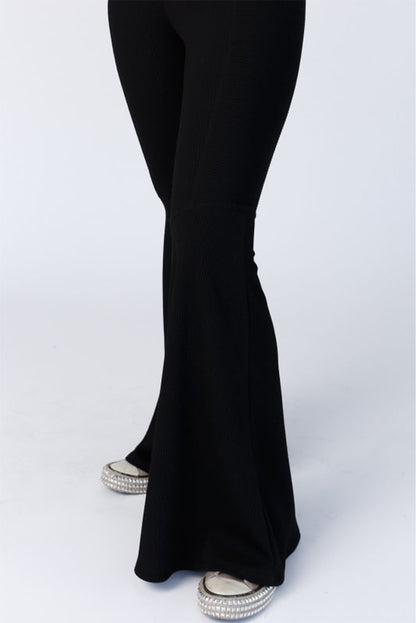 Ribbed High Waist Flare Pants