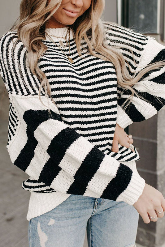 Stripe Drop Shoulder Knit Sweater