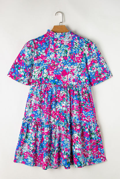 Floral Short Sleeve Mini Dress