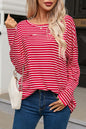 Stripe Exposed Seam Long Sleeve Top