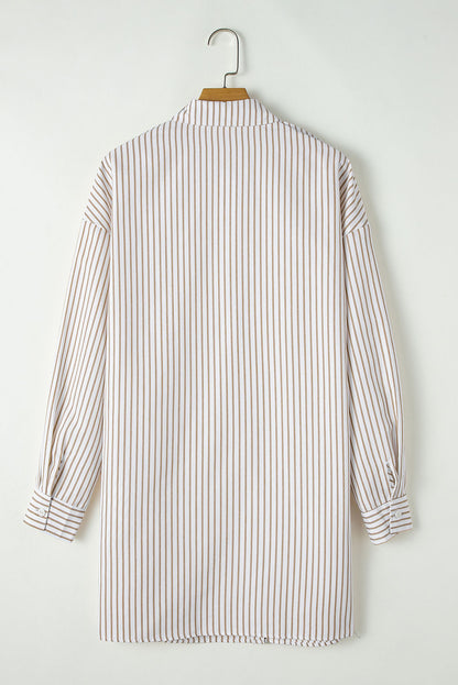 Stripe Long Sleeve Mini Shirt Dress