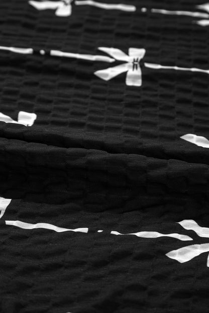 Bow Textured Puff Sleeve Top