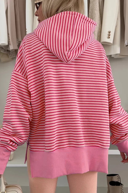 Stripe Thumbhole Drop Shoulder Sleeve Hoodie