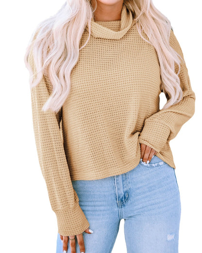 Waffle Turtleneck Long Sleeve Top