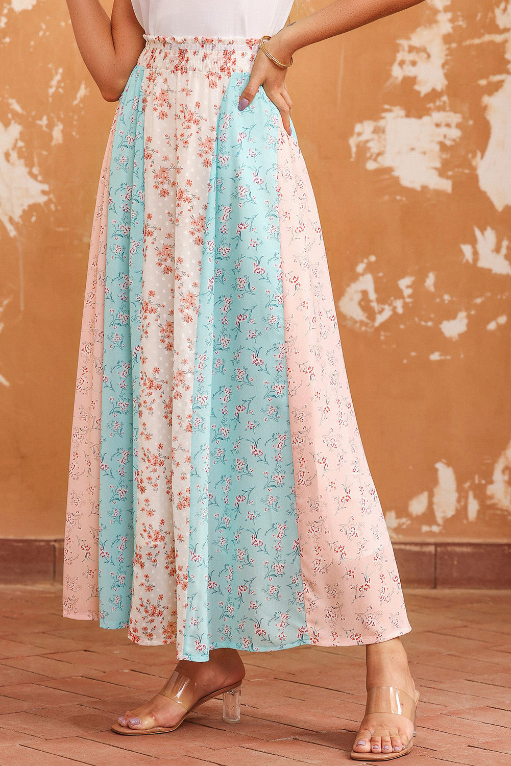 Floral Patchwork Maxi Skirt