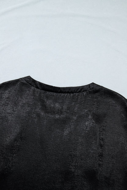 Metallic Round Neck Cap Sleeve Tee