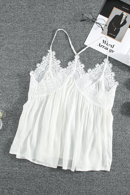 Crinkle Lace V-Neck Cami Top