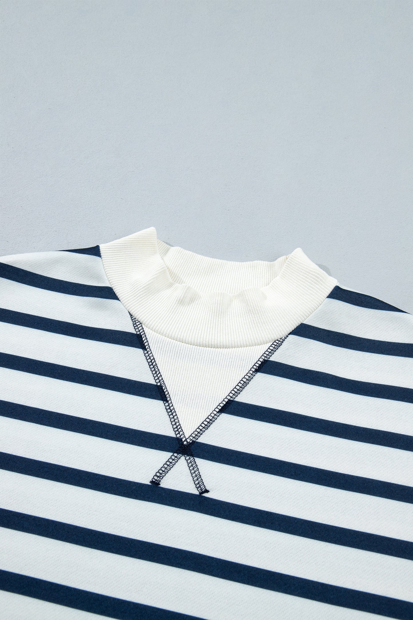Stripe Mock Neck Top & Reverse Seam Pants Set