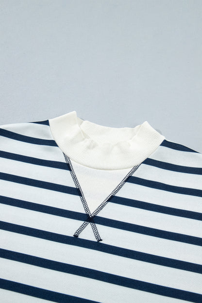 Stripe Mock Neck Top & Reverse Seam Pants Set