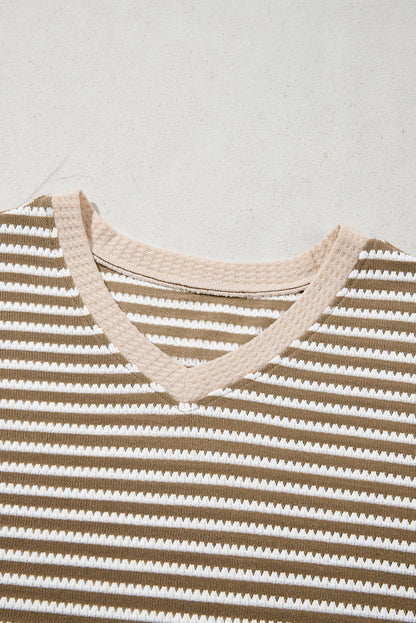 Plus Size Stripe Textured Dolman Sleeve Top