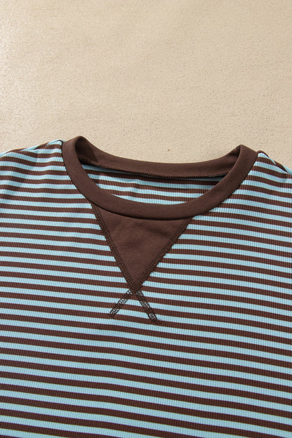 Stripe Drop Shoulder Loose Top & Pants Set